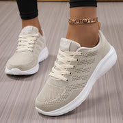 Four-Season Women's Casual Sports Shoes, Breathable Solid Color Work Shoes, Student Running Shoes, Mesh Lace-Up Travel Shoes, Flat Women's Shoes, Low-Top Women's Shoes