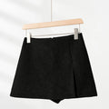 Black Side Slit Skirt Women's Winter Warm Mini Skirt Irregular High-Waist A-Line Bodycon Slim Sexy Shorts Skirts