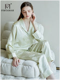 FIMTAIRAH 6A 19MM 100%Silk Pajamas Women's Home Wear   long-sleeved two-piece set 100% mulberry silk Pijamas