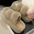 Spring and Autumn New Sponge Cake Thick Bottom Increase Plush Cotton Slippers Women Shoes Wear Home Woolen Shoes
