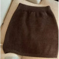 Imitation Mink Fur Mini Skirt Sexy Slim Elastic Waist Basics Hotsweet All-Match Skirt Women Winter Sweet Casual Knit Short Skirt