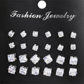 New 12 Pair/Pack Mixed Sizes Rhinestone Stud Earrings For Women Girls White Crystal Earrings Set Wedding Party Jewelry Gift
