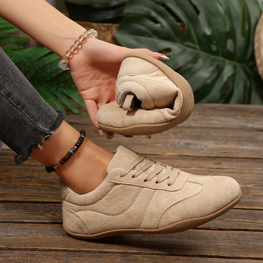 Women Natural Suede Leather Lace-up 2026 New Sneakers Round Toe Soft Comfort Casual Female Outdoor Drive/walk Shoes for Woman