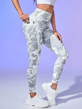 Camouflage Print Pants with Pockets Yoga Sports Wear Comfortable Soft Daily Two-Way Wear Long Trousers
