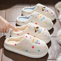 2026 New Cartoon Hot Dog Plush Home Slippers Women Cute Polka Dot Indoor Warm Fuzzy Shoes Girls Light Bedroom Eva Cotton Slides
