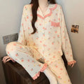 Women's Pajama Set 2 Piece Long Sleeve Full Length Pants Floral Ruffle Button Down Pyjamas Sleepwear Loungewear Soft Comfy Fall