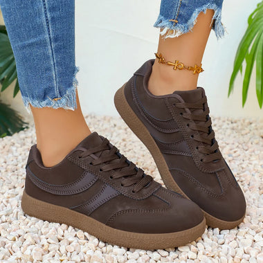 Retro Brown Platform Sneakers Women 2026 Flat Trend German Training Shoes Woman Plus Size 43 Thick Sole Vulcanize Shoes