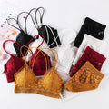 Lace Lingerie Set Cross Shoulder Strap Without Steel Ring Bra Women's Comfortable Support Underwear Fashionable Gathering Design