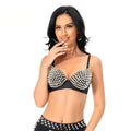 Women Steampunk Spiked Studded Wireless Bra Gothic Punk Sexy Lingerie Crop Top Metal Rivets Club Party Streetwear