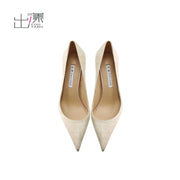 2025 leather high heels pointed light mouth nude stone pattern sexy temperament celebrity professional single shoes