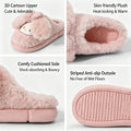 2026 Cute Bow Cat Cartoon Plush Slippers Women Men Winter Warm Thick Sole House Shoes Indoor Fuzzy Comfortable Soft Home Slides