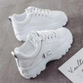 CINESSD Fashion White  Women Chunky Sneakers White Shoes Lace Up Platform Women Casual Shoe
