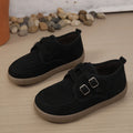 Women's Retro Flat Casual Shoes，Double Metal Buckle Design Loafers，Thick Sole Walking Shoes ， Women's Comfortable Daily Shoes