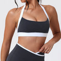 Ctenkevet Summer Women's Color Clash Quick-Dry Crop Top Sleeveless Backless Gym Bra for Outdoor Running Sports Underwear Woman