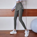 Women Yoga Pants Sportswear Woman Gym Yoga Wear Training Pants Leggings Elastic Quick-drying High Waisted Fake Two Pieces
