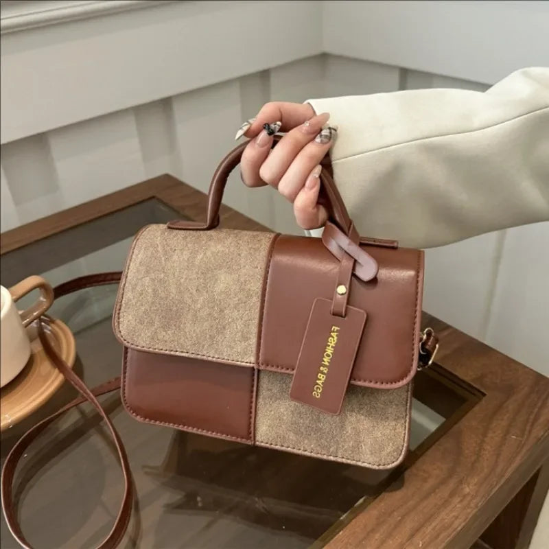 Elegant Women's Handbag Crossbody Shoulder Bag, Snap Closure Tote Bag, Everyday Accessory, Geometric Pattern, Fashion Lovers