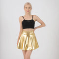 Elegant Metallic Pleated Skirt Retro Gold Silver Shiny Short Dress Solid Color Flared Design A-line Short Skirt Stage Costume