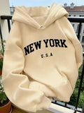 Women's Hooded Sweatshirt, Casual Fashion Hip Hop Style High Quality Harajuku Unisex Hoodie, USA New York Letter Print Outerwear