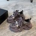 Women's Chunky Sneakers 2025 Spring Breathable Mesh Platform Sports Shoes Woman Fashion Lace Up Thick Sole Casual Shoes Mujer