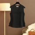 2026 Fashion Brand Summer Top Ladies Plus-size Loose Cover Belly Chiffon Shirt Sleeveless V-neck Temperament Small Shirt Blouse