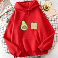 Kawaii Avocado Love Print Hoodie Autumn Winter Casual Hoodie Sweatshirt Women Pullover with Pocket 2000s Women High Quality Top