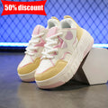 Children Roller Skates Fashionable Casual Boys Lace Up Leather Breathable Four Wheeled Shoes Girls Outdoor Dual-use Board Shoes