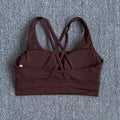 Solid Color Women Fitness Sports Bra Top Gym Yoga Backless Athletic Back Cutout Cross Tight Workout Soft With Chest Pad