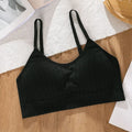 Women Ribbed Seamless Bralette Wireless Padded Bra Adjustable Thin Straps Soft Comfort Breathable Casual Brassiere Lingerie