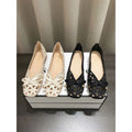 New Women Hollow Out Bow Decor Square Toe Low Heel Flats Breathable Slip On Casual Shoes For Daily Work Vacation