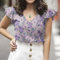 2025 ZANZEA Summer Women Short Sleeve V Neck Tops Bohemian Floral Printed Blouse Casual Beach Blusas Chemise Elegant Party Shirt