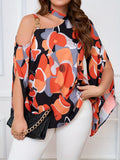 Women’s Fashionable Printed One-Shoulder Blouse – Plus-Size Top for Work or Casual Outings