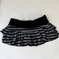 2026 Summer New Women's Wear  Y2K Grunge Black and Grey Striped Ruffle Mini Skirt  High Waist Elastic Waist Tight A-line Skirt
