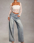 Full-Drill High-Waist Wide-Leg Denim Jeans Women Sparkling Water Diamond Long Pant Jeans Trendy Hot Girl Street Style Trousers