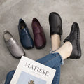 Genuine Leather Shoes For Woman Autumn Flats Female Hook Loop Orthopedic Shoes Big Size 42 Women's Loafers Ladies Blue Moccasins