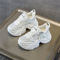 Womens Rhinestone Mesh Platform Chunky Sneakers Hidden Heel Lift Casual Dad Shoes In Black White Grey For Daily Street Style