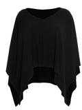 New Fashion Elegant Loose Women Shawl Blouse Office Lady Casual V Neck Tops Spring Summer Women Clothes Black Chic Top