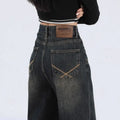 Spring And Autumn Retro High Wide-Leg Jeans For Women 2025 Trend New Small Size American Style Loose Straight Pants