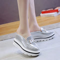 2022 Slides Platform Wedge Slippers Loafers Height Increasing Shoes Women Moccasin Mules Sandals for Women Summer Footwear White