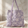 Portable Floral Canvas Tote Bag Large Capacity Reusable Commute Handbag Lightweight Shoulder Bag For Students