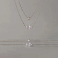 Elegant 18K Gold Plated Stainless Steel Layered Necklace Bracelet for Women Marquise Cut Zircon Double Layer Jewelry Set