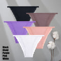 FINETOO 5Pcs Lace Cotton Solid Briefs For Women Sexy Comfortable Panties Female Soft Underwear Breathable Intimates Lingerie