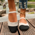 Women's Lightweight Knit Flats Fashion Mix Color Flat with Mary Jane Shoes for Women Square Toe Comfort  Size 36-42