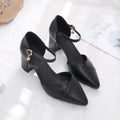 Ladies Elegant Beige Pointed Toe Thin Strap Cross Buckle Mid Heel Sandals Daily Office Shoes