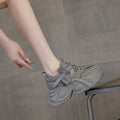 Womens Rhinestone Mesh Platform Chunky Sneakers Hidden Heel Lift Casual Dad Shoes In Black White Grey For Daily Street Style