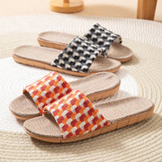 Indoor Slippers Lightweight Soft Cotton Floral Floor Shoes Fashion Retro Home Slippers Antislip Couple Shoes