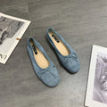 2025 Soft Sole Leopard Shoes Woman Bowtie Flock Ballet Flats Barefoot Loafers Ladies Daily Mocassines Slip On Dress Office Shoes