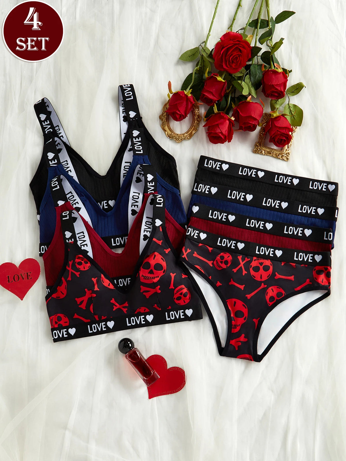 4 Pack Comfortable Sexy Women Lingerie Sets, Bra & Underwear Sets