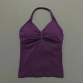 Women's Sexy Sports Bra - Open Back Design, Breathable Stretchy Fabric for Yoga - Elegant Solid Color All-Season Activewear
