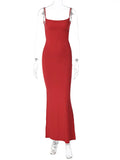 Hugcitar Summer Solid Sleeveless Backless Elegant Sexy Bodycon Y2K Maxi Prom Dress Women Clothes Birthday Party Casual Y2K