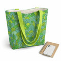 Cartoon Fan Shaped Floral Fragments Canvas Bag Reusable Large Capacity Shoulder Bag Lightweight Wide Handles Lunch Bag Shopping